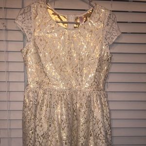 NWOT white/gold Beautiful Dress Sz 14